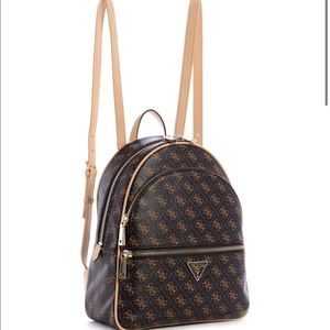 Manhattan Logo Large Faux Grained Leather Backpack